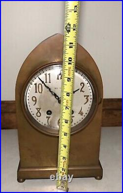 Seth Thomas Bronze Brass Case Gothic Beehive Tombstone Mantel Table Shelf Clock