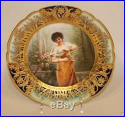 Signed Royal Vienna Beehive Gold Encrusted Portrait Plate No Rose Without Thorns