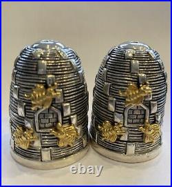 Silver Plated Bee Hive condiments Salt & Pepper