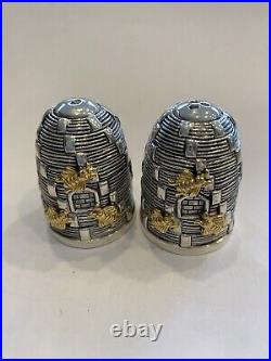 Silver Plated Bee Hive condiments Salt & Pepper