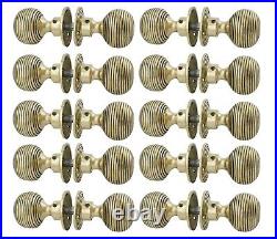 Solid Brass Door Knobs Set Of 10 Pairs Beehive Style