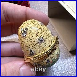 Staffordshire English Enamel Box Vintage Beehive Bee Hive Bees & Flowers