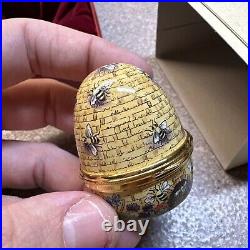Staffordshire English Enamel Box Vintage Beehive Bee Hive Bees & Flowers