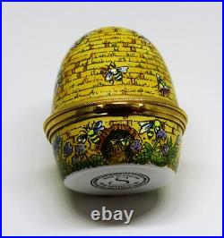 Staffordshire English Enamel Box Vintage Beehive Bee Hive Bees & Flowers