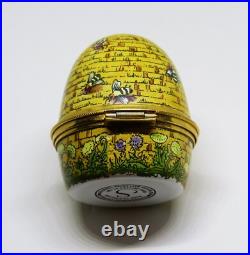 Staffordshire English Enamel Box Vintage Beehive Bee Hive Bees & Flowers