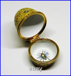 Staffordshire English Enamel Box Vintage Beehive Bee Hive Bees & Flowers