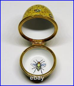 Staffordshire English Enamel Box Vintage Beehive Bee Hive Bees & Flowers