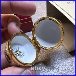 Staffordshire English Enamel Box Vintage Beehive Bee Hive Bees & Flowers