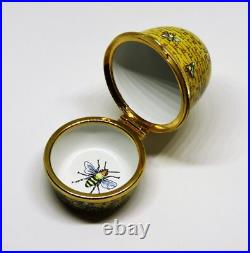 Staffordshire English Enamel Box Vintage Beehive Bee Hive Bees & Flowers