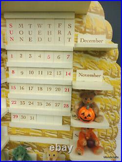 Steiff Perpetual Calendar 12 Mini Teddy Bear Mohair Plush Wood Beehive LE 2001