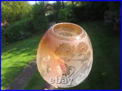 Superb Antique Acid Etched Beehive Duplex Oil Lamp Shade