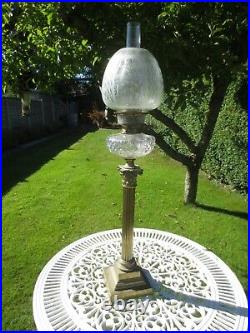 Superb Antique Victorian Acid Etched Beehive Duplex Oil Lamp Shade