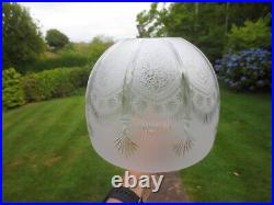 Superb Antique Victorian Cut Glass & Etched Beehive Duplex Oil Lamp Shade