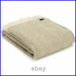 TWEEDMILL KNEE RUG 100% Wool Sofa Throw Blanket British BEEHIVE OATMEAL BEIGE