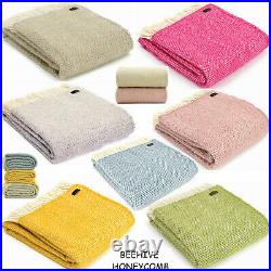 TWEEDMILL KNEE RUG 100% Wool Sofa Throw Blanket British BEEHIVE OATMEAL BEIGE