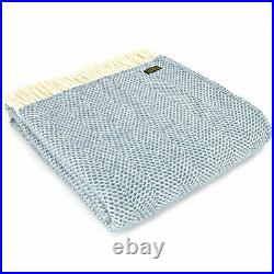 TWEEDMILL TEXTILES KNEE RUG 100% Wool Sofa Bed Throw Blanket BEEHIVE PETROL BLUE