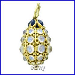 Temple St. Clair 18k Yellow Gold Sapphire Blue Moonstone Bee Hive Pendant $17000