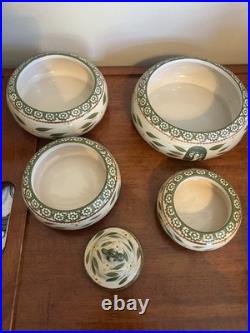 Temptations Old World Bee hive Four Canister Stacking Bowl Serving Oven Set RARE