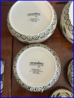 Temptations Old World Bee hive Four Canister Stacking Bowl Serving Oven Set RARE