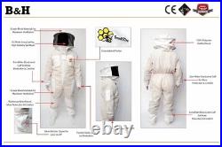 Unisex 3Layer Beekeeping Ultra Ventilated Round Veil Bee Suit. FREE GLOVES. XL