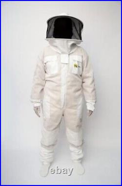 Unisex 3 Layer Beekeeping Ultra Ventilated Round Veil Bee Suit & FREE GLOVES. L