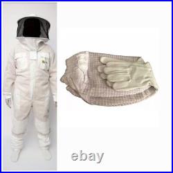 Unisex 3 Layer Beekeeping Ultra Ventilated Round Veil Bee Suit & FREE GLOVES. M