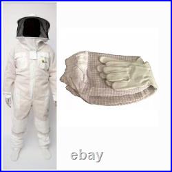 Unisex 3 Layer Beekeeping Ultra Ventilated Round Veil Bee Suit & FREE GLOVES. S