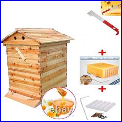 Upgraded Beehive Brood Box Bee House+ 7pc Auto Flo-wing Honey Hive Frames