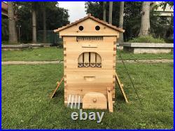 Upgraded Beehive Wooden Beekeeping Bee Box House &7 Auto Flo-wing Honey Frames