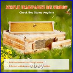 VEVOR Bee Hive Langstroth Medium Beehive Kit 10 Frames Acrylic Bee Windows