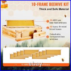 VEVOR Bee Hive Langstroth Medium Beehive Kit 10 Frames Acrylic Bee Windows