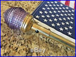 VINTAGE REMOVABLE/RETRACTABLE BRASS BEEHIVE STERN LIGHT WithFLAG LED REWIRED