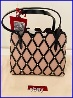 Valentino Garavani Beehive Small Studded Pink Leather Tote, New, Ori$2246