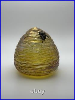 Very Rare John Ditchfield Bee Hive In Amber Signed With Label On Base