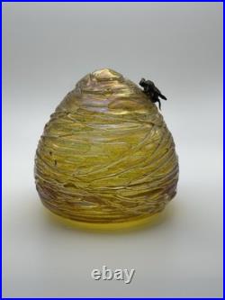 Very Rare John Ditchfield Bee Hive In Amber Signed With Label On Base