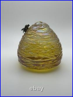 Very Rare John Ditchfield Bee Hive In Amber Signed With Label On Base