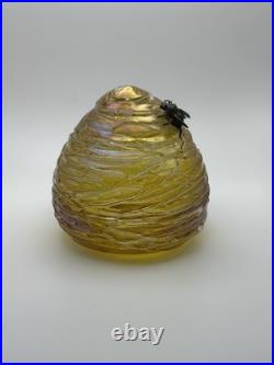 Very Rare John Ditchfield Bee Hive In Amber Signed With Label On Base
