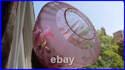 Victorian Beehive Cranberry/ruby Etched Oil Lamp Shade