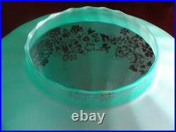 Victorian Style Green Frosted Glass Beehive Oil Lamp Shade with Floral Motif