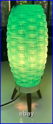 Vintage 60s Plastic Turquoise Beehive Tripod Lamp Mid Century Modern Lighting