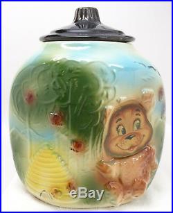 Vintage American Bisque Honey Bear & Beehive Flasher Cookie Jar