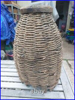 Vintage Bee Hive Skep Wattle And Daub European Garden Feature Cotswold 61cm