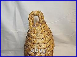 Vintage Beehive Basket Bee Skep 13.5 Old Primative Look Woven Latched Rustic