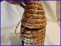 Vintage Beehive Basket Bee Skep 13.5 Old Primative Look Woven Latched Rustic