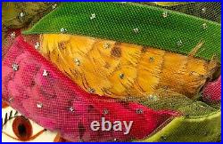 Vintage Christian Dior Hat, Bee Hive Sequins, Feathers, Millinery, New York Paris
