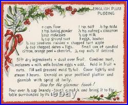 Vintage Christmas Plum Pudding 1 Winter Garden Bee Hive Snow Squirrel Birds Card