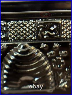 Vintage Indiana Glass Tiara Honey Bee Hive Box Black Onyx Covered Dish
