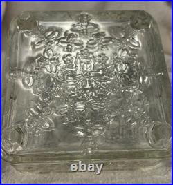 Vintage Indiana Glass Tiara Honey Bee Hive Box Clear Glass Covered Dish