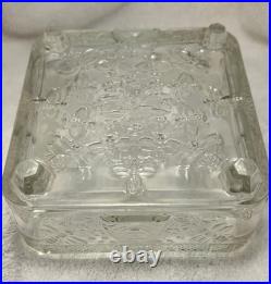 Vintage Indiana Glass Tiara Honey Bee Hive Box Clear Glass Covered Dish