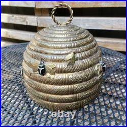 Vintage Mottahedeh Brass Beehive Box Bee Hive Lidded Jar Museum Reproduction
